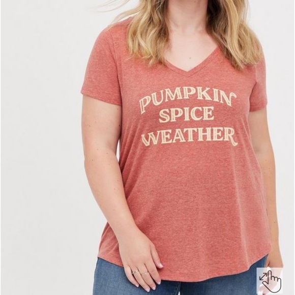 Torrid Girlfriend Tee - Signature Jersey Pumpkin Spice Weather Rusty Brown - Picture 5 of 9